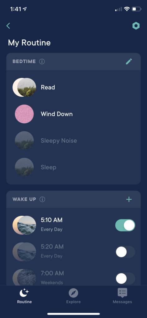 Hatch Restore alarm clock app screenshot